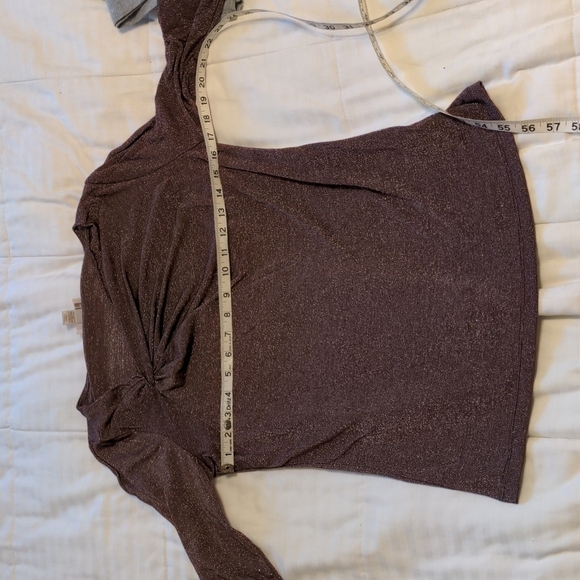 LOFT Shimmery Top Knot Collar Long Sleeve Shirt - Picture 6 of 7